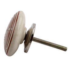 Brown Stripe Flat Ceramic Drawer Knob